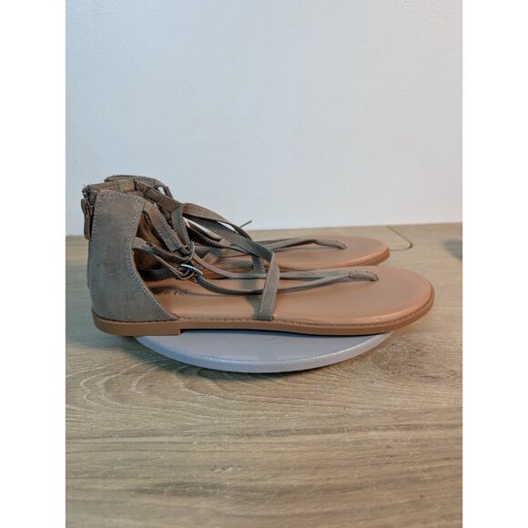 Torrid Tan Suede Strappy Sandals Women's 11 WW Y2K Style Zip Back Buckle - Picture 4 of 8